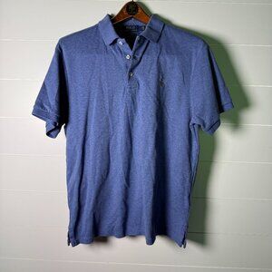 Polo Ralph Lauren Mens Heathered Blue Custom Slim Fit Polo Shirt L 100% Cotton